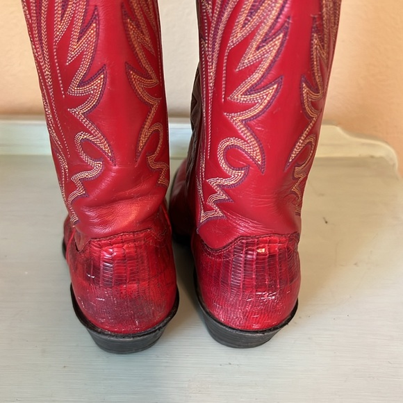 Justin Lizard Women Red cowboy boots 5.5 c women's - Picture 10 of 10